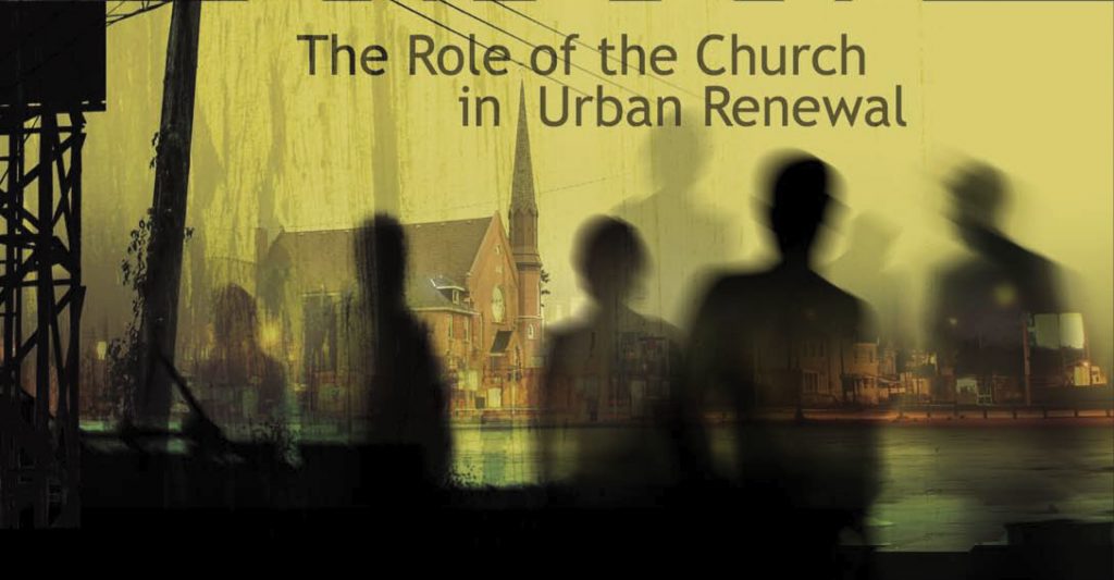 Churches with people silhouettes