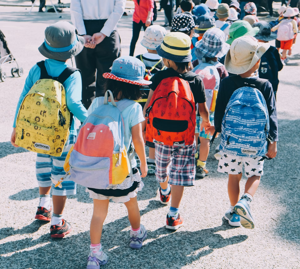 Children walking together in a group