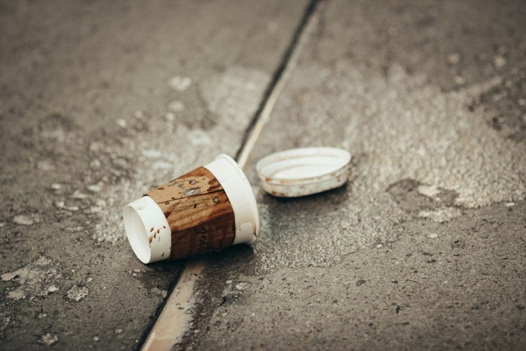 Dropped coffee cup